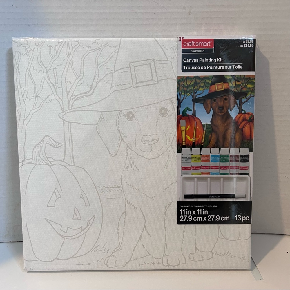 11” x 11” Craft Smart Halloween Canvas Painting Kit - PUPPY